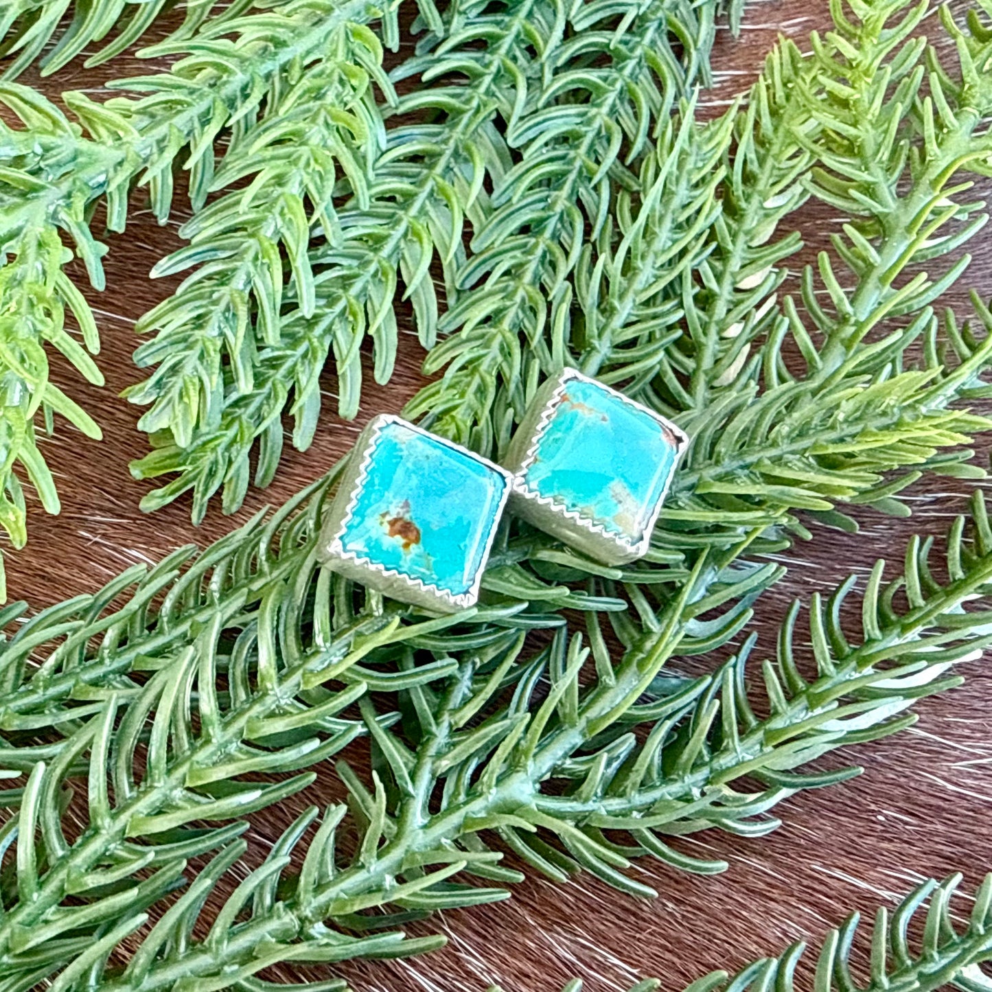 Kingman Turquoise diamond stud earrings