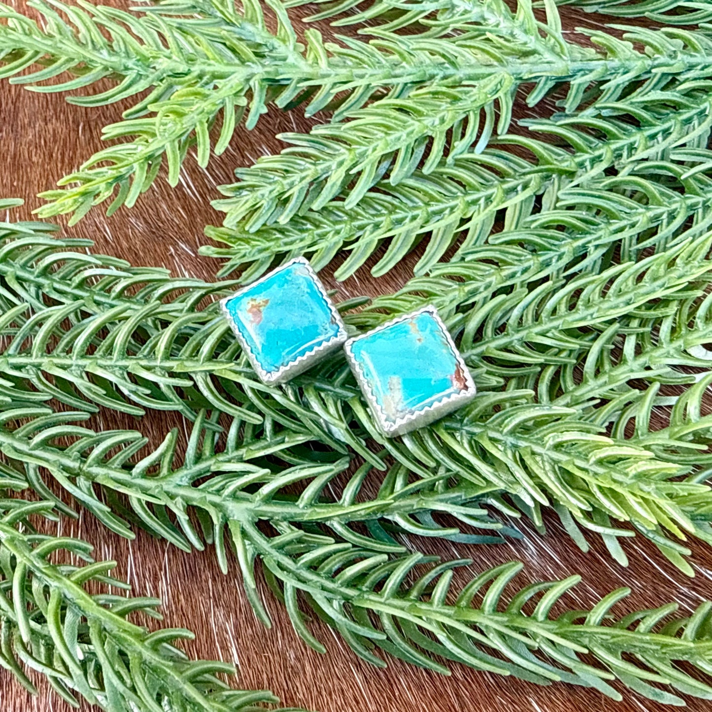 Kingman Turquoise diamond stud earrings
