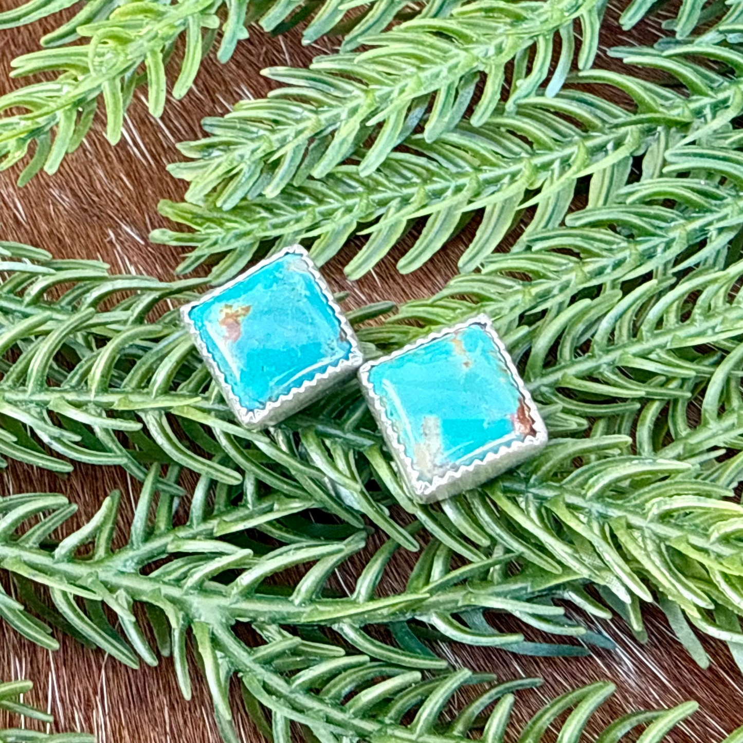 Kingman Turquoise diamond stud earrings