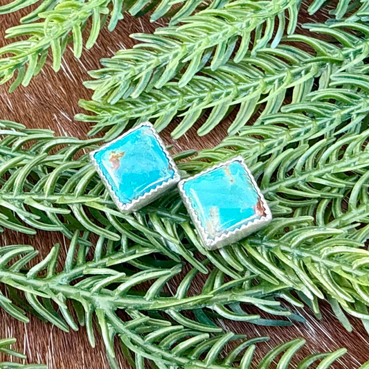 Kingman Turquoise diamond stud earrings