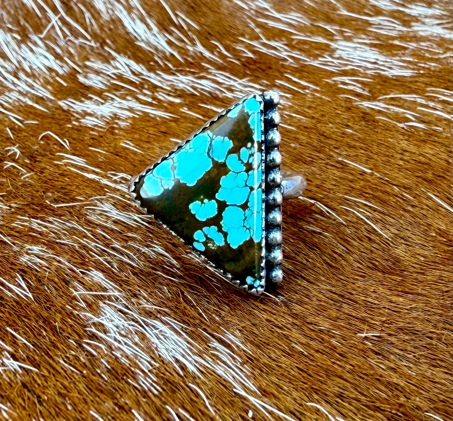 Number 8 Turquoise Triangle Ring