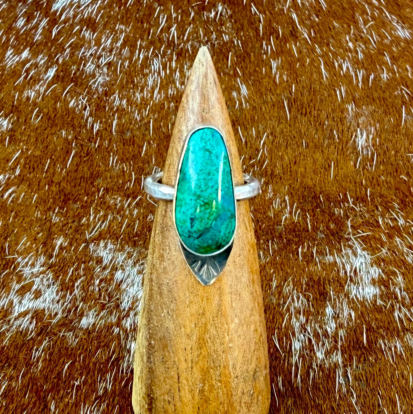 Chrysocolla Arrow Accent Stamped Ring