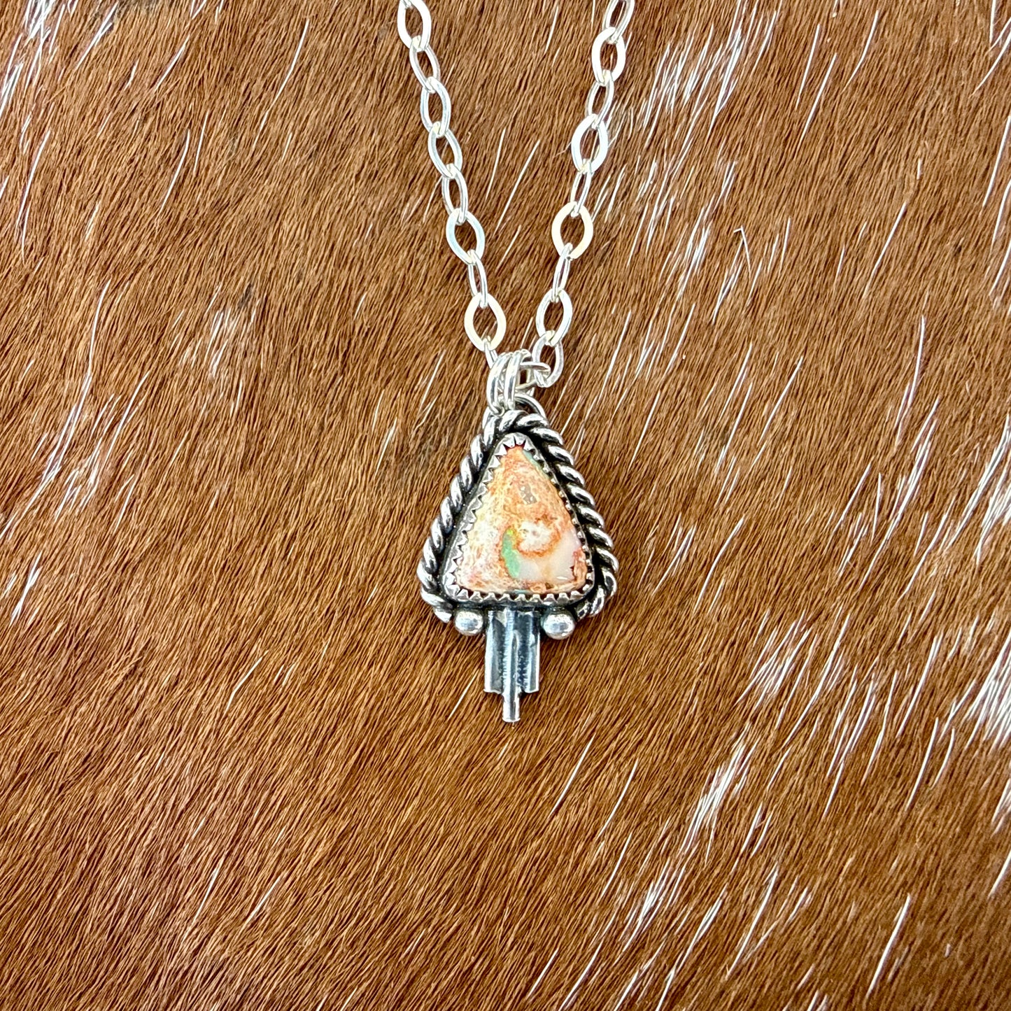 Mexican Fire Opal necklace with silver flare