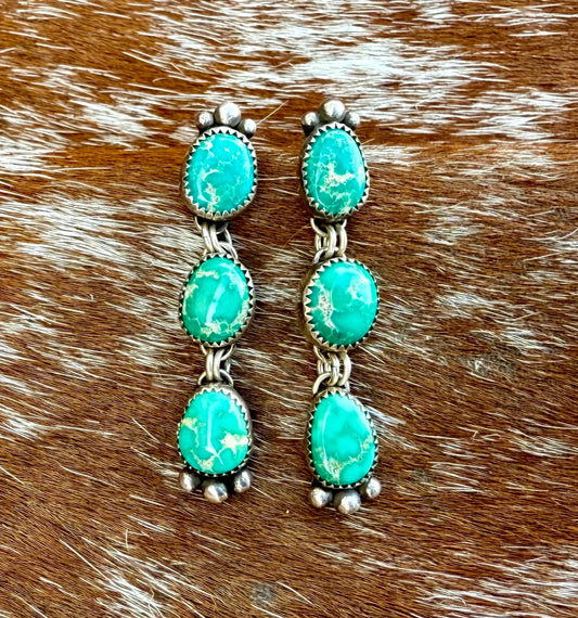 Sonoran Gold Turquoise Dangle Stud Earrings