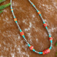 Sterling Silver Pearl 5mm, Kingman Turquoise, Spiny Oyster beaded necklace
