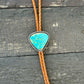 Kingman Golden Web Turquoise Bolo Tie with Golden Leather Cord