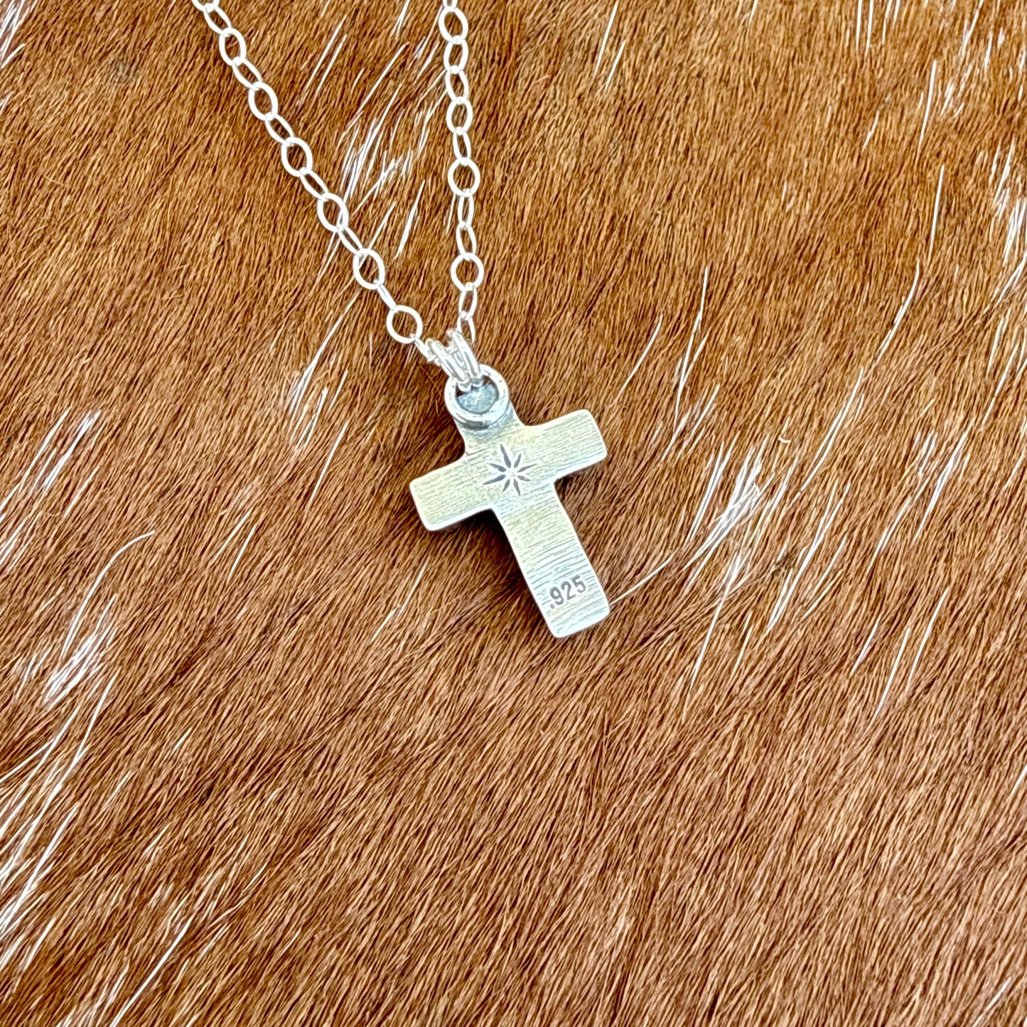 Mini Multi Stone Kingman Turquoise Cross Necklace