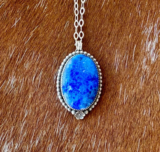 Blue Lapis Flower Necklace