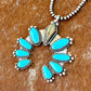 Royston Ribbon and Kingman Turquoise 9 stone pendant necklace with 22” Sterling Silver pearl strand