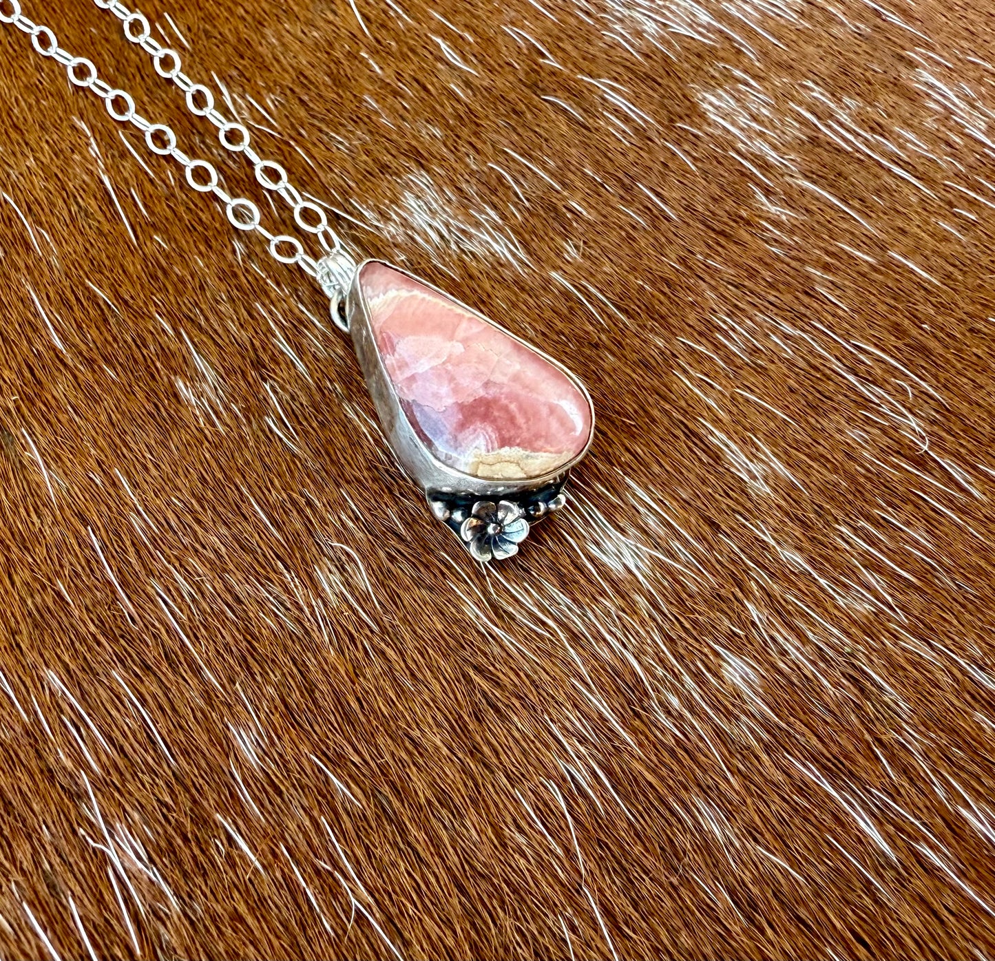 Rhodochrosite Flower Necklace