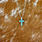 Mini Multi Stone Kingman Turquoise Cross Necklace
