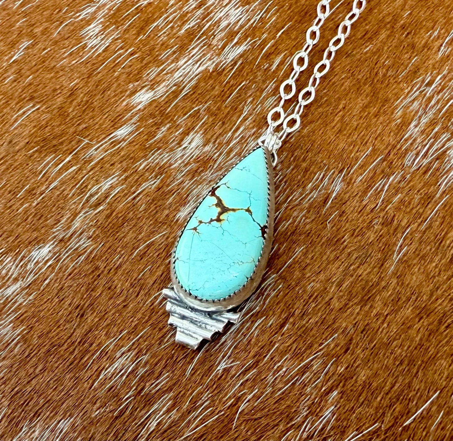 Blue Moon Turquoise Necklace with Silver Flare