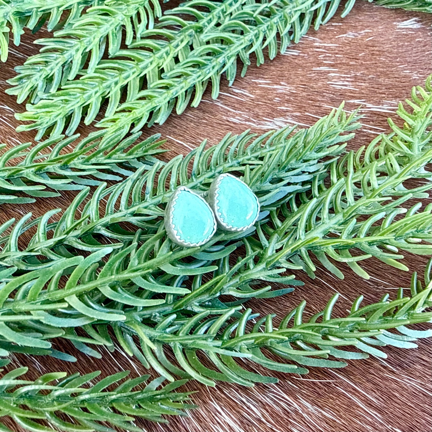Kingman Turquoise teardrop stud earrings