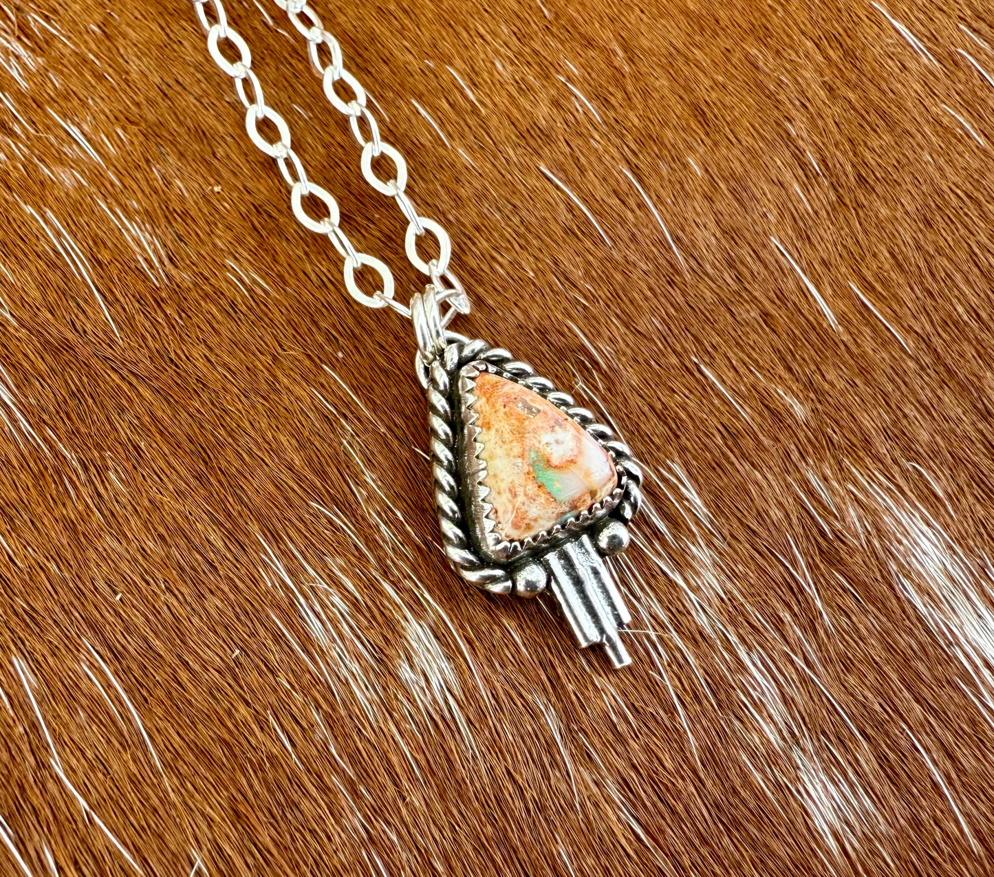 Mexican Fire Opal necklace with silver flare