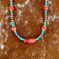 Sterling Silver Pearl 5mm, Kingman Turquoise, Spiny Oyster beaded necklace