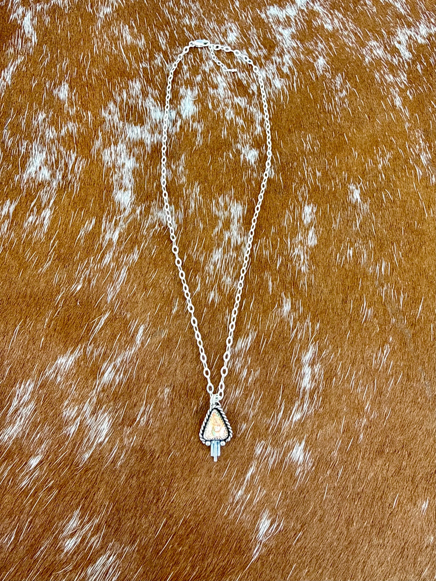 Mexican Fire Opal necklace with silver flare
