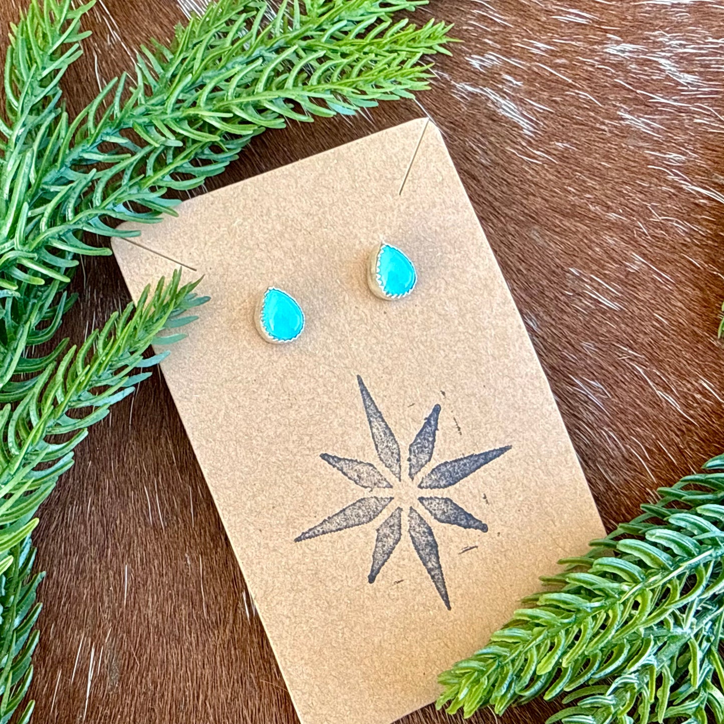 Kingman Turquoise teardrop stud earrings
