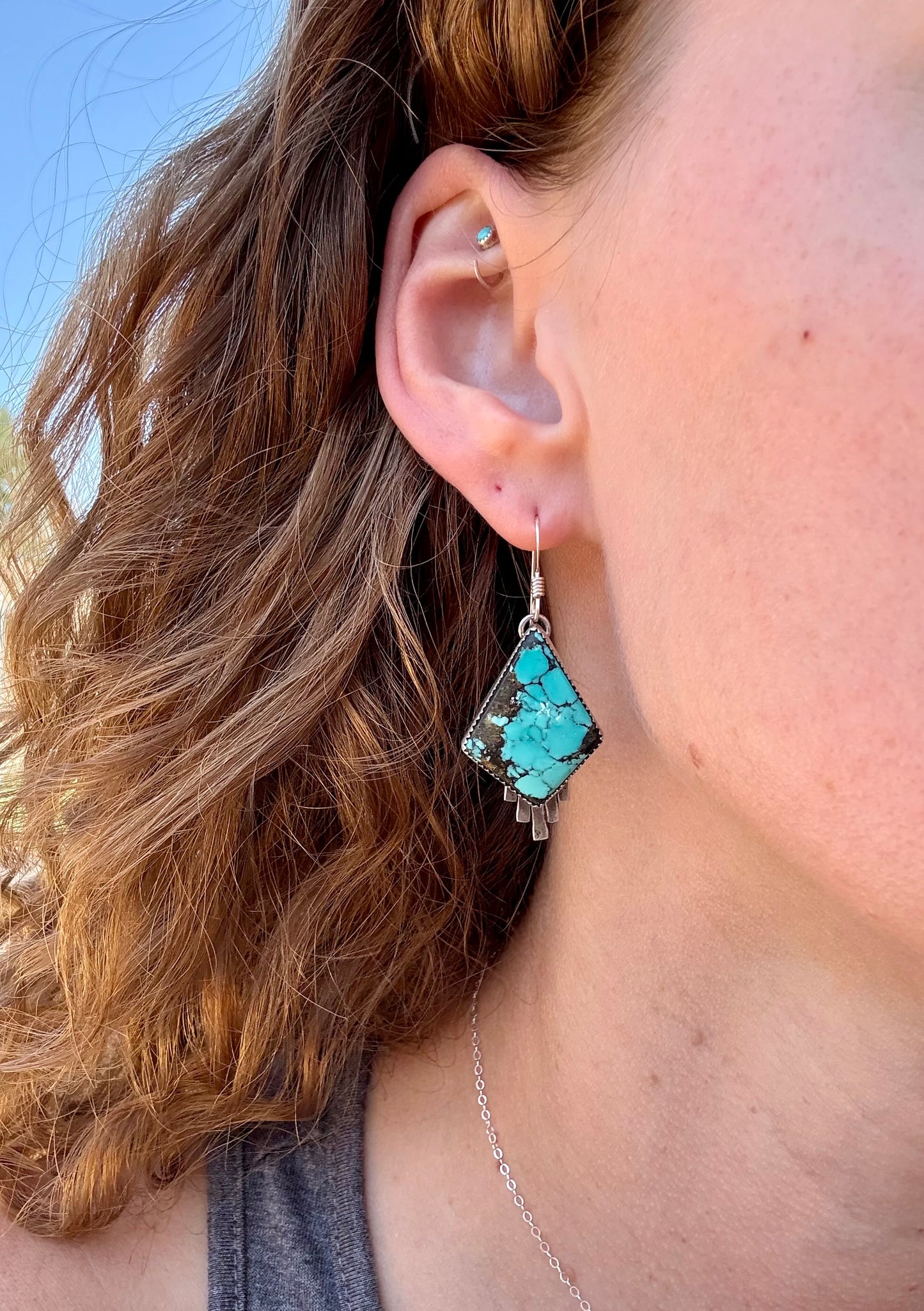 Blue Moon Turquoise diamond drop earrings
