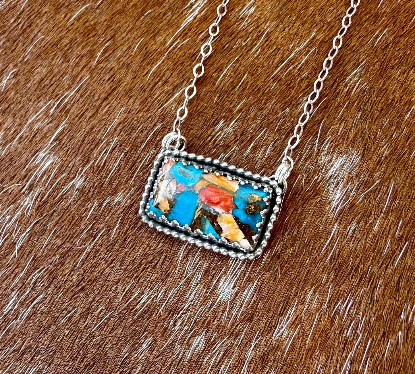 Kingman Turquoise Composite Bar Necklace