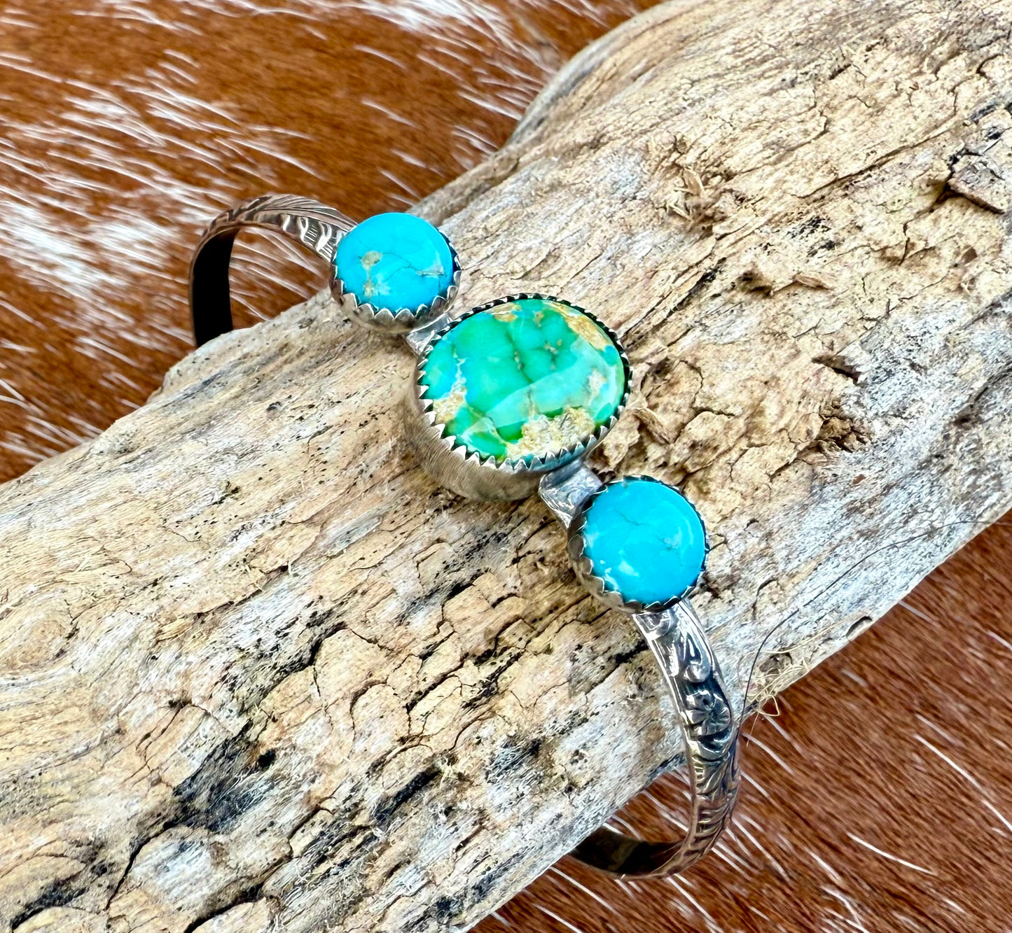 Sonoran Gold Turquoise and Kingman Turquoise cuff bracelet