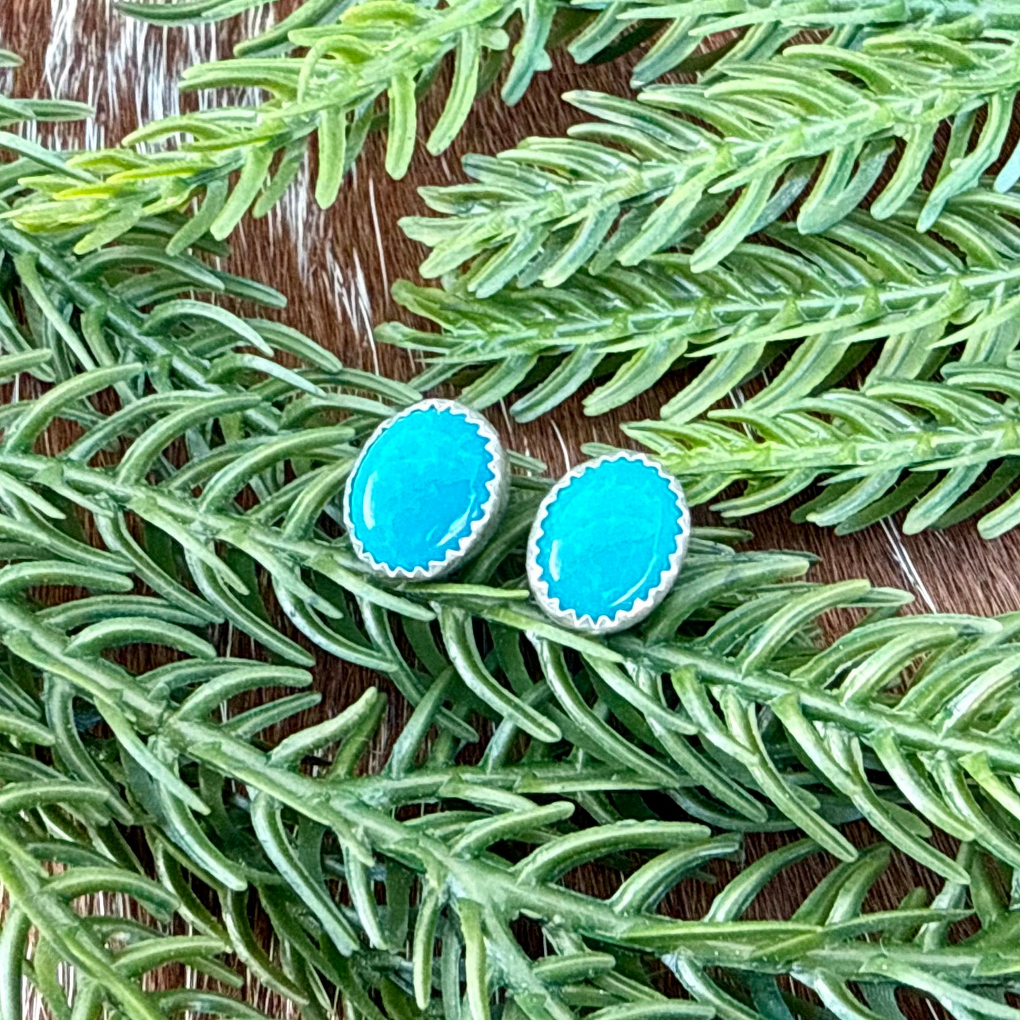 Kingman Turquoise oval stud earrings