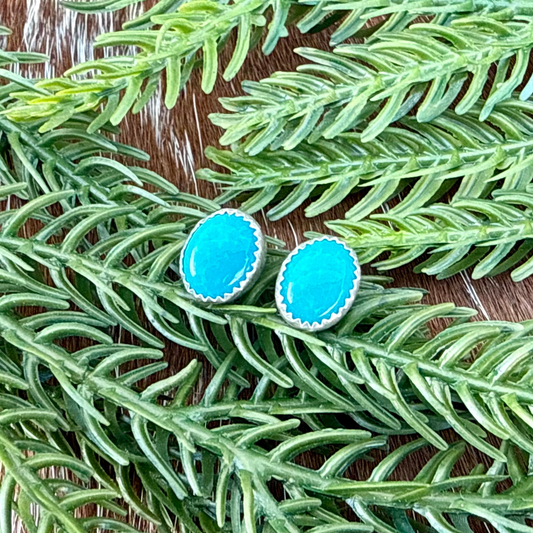 Kingman Turquoise oval stud earrings