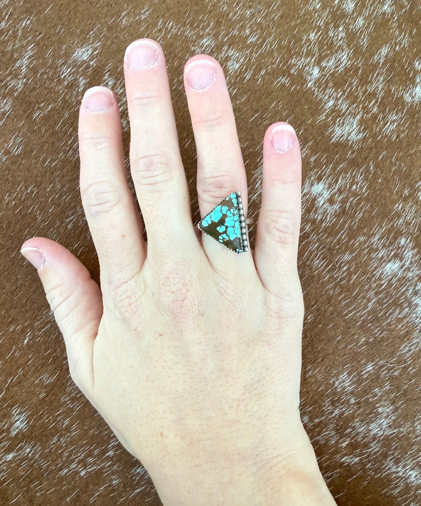 Number 8 Turquoise Triangle Ring