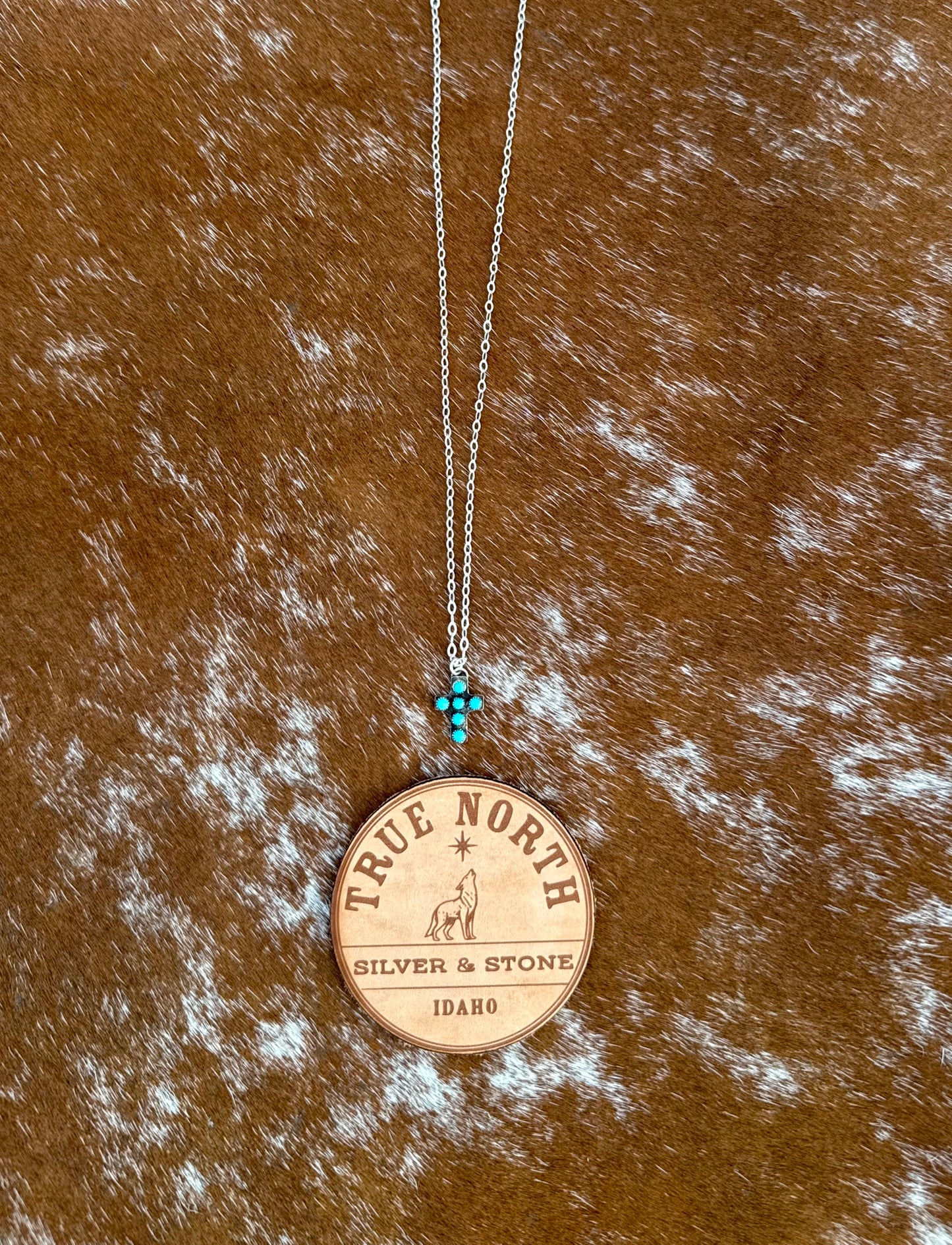 Mini Multi Stone Kingman Turquoise Cross Necklace