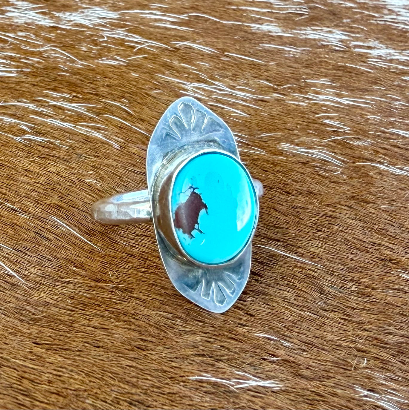 Egyptian Turquoise Stamped Ring