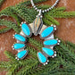 Royston Ribbon and Kingman Turquoise 9 stone pendant necklace with 22” Sterling Silver pearl strand