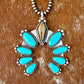 Royston Ribbon and Kingman Turquoise 9 stone pendant necklace with 22” Sterling Silver pearl strand