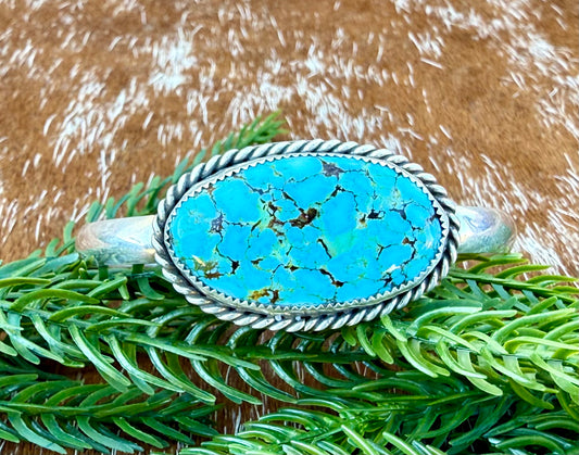 High Grade Kingman Spider Web Turquoise Cuff Bracelet