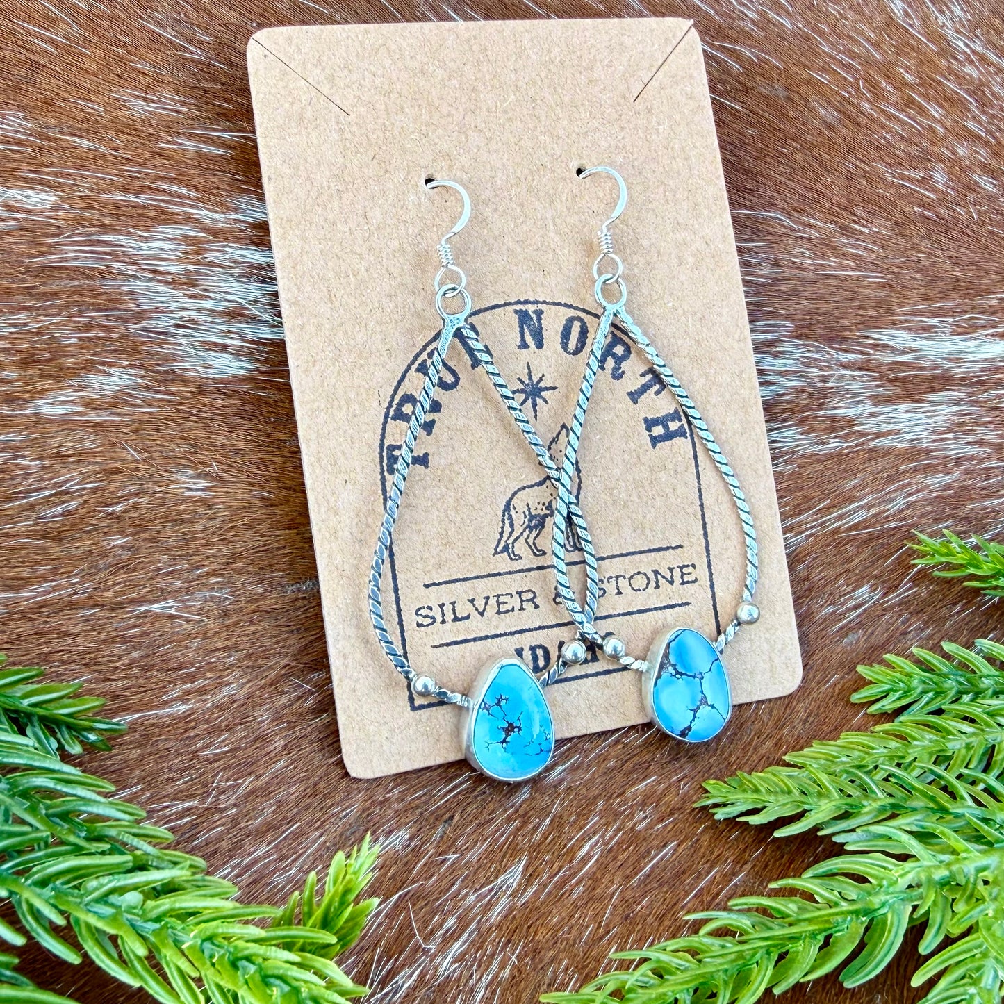 Golden Hills Turquoise teardrop dangle earrings