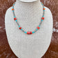 Sterling Silver Pearl 5mm, Kingman Turquoise, Spiny Oyster beaded necklace