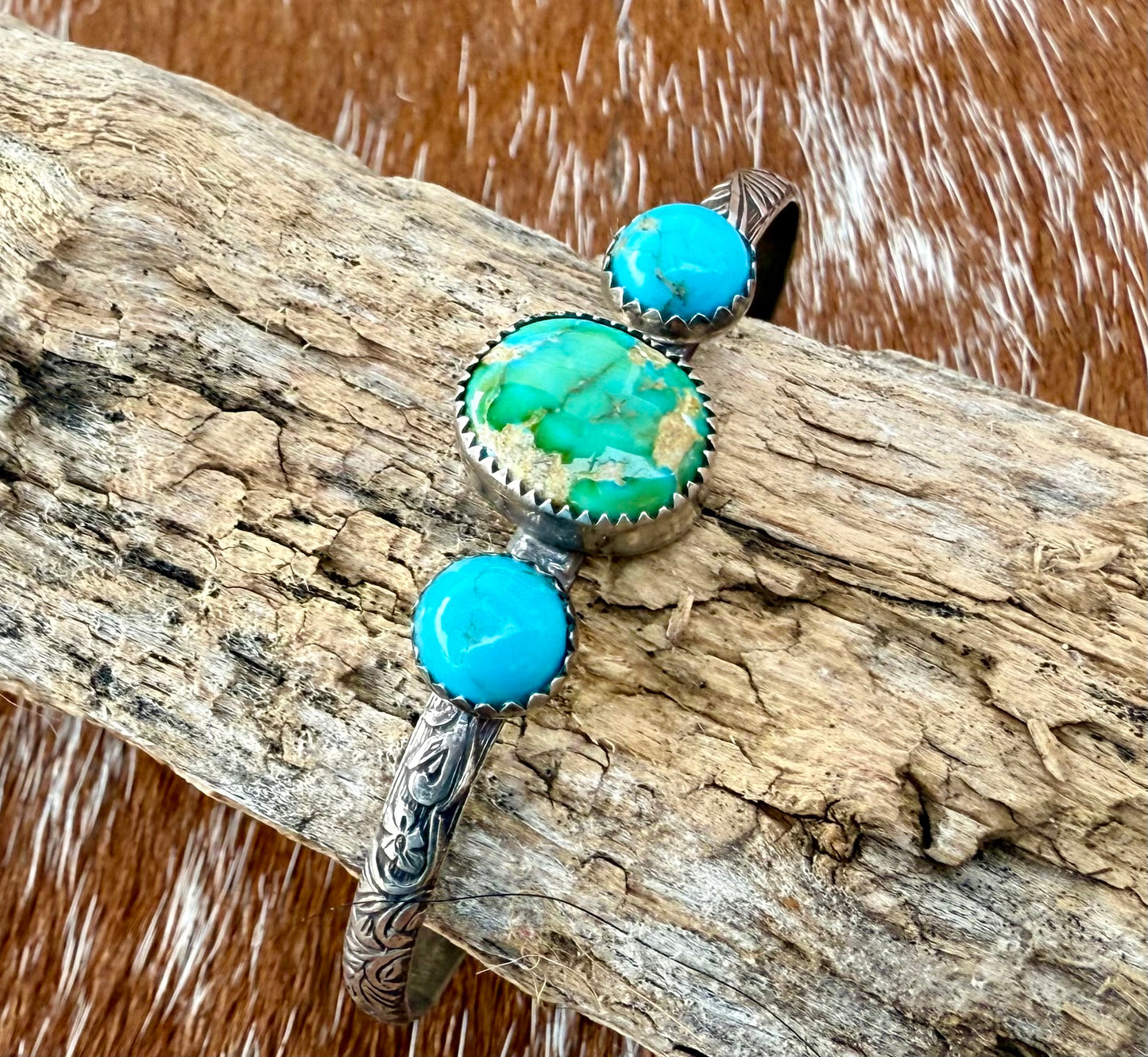 Sonoran Gold Turquoise and Kingman Turquoise cuff bracelet