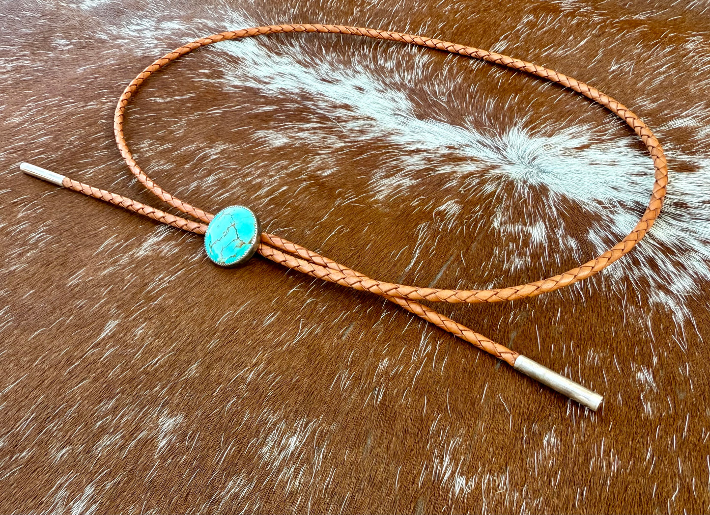 Kingman Golden Web Turquoise Hat Band with Golden Leather Cord