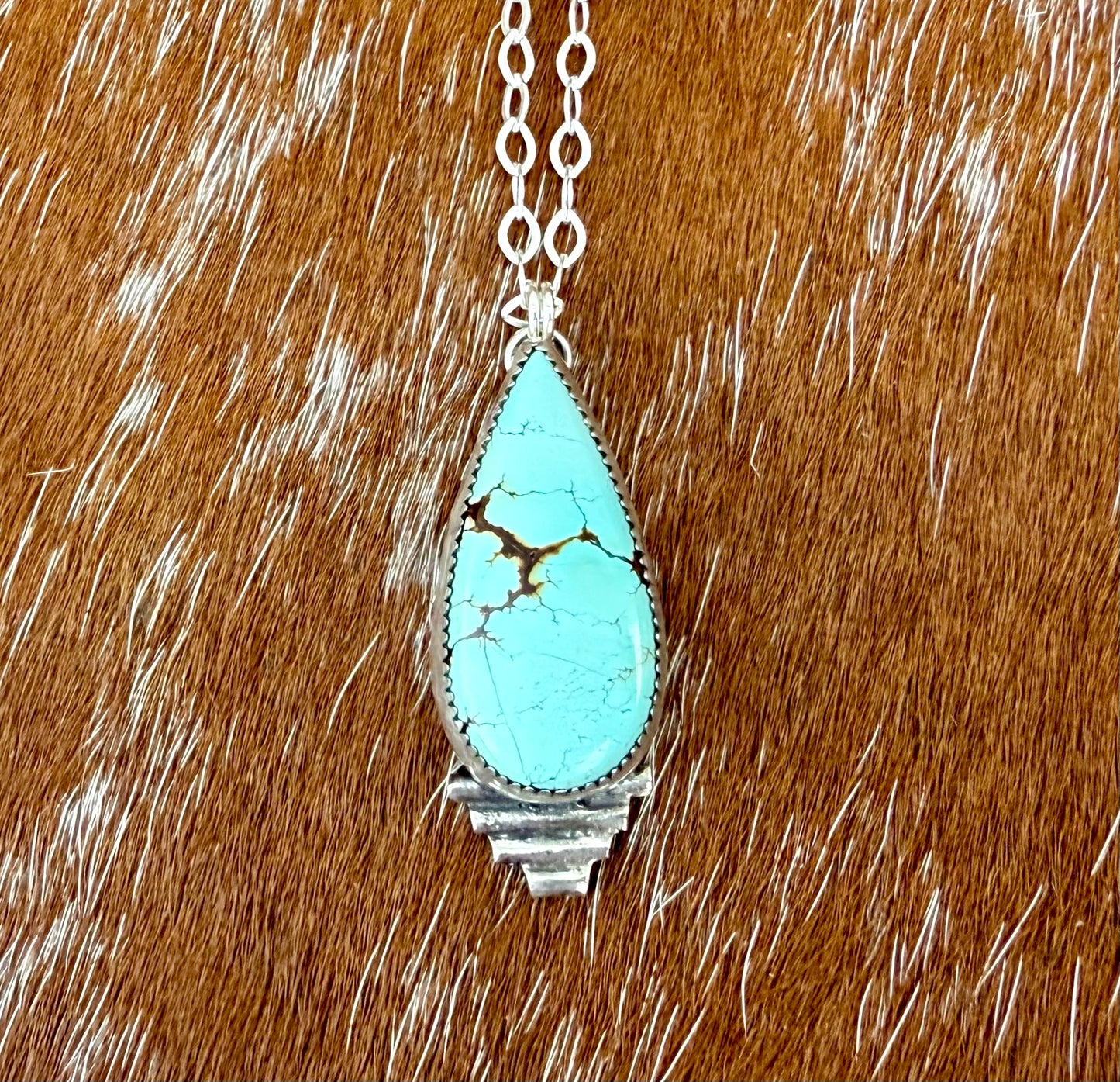 Blue Moon Turquoise Necklace with Silver Flare