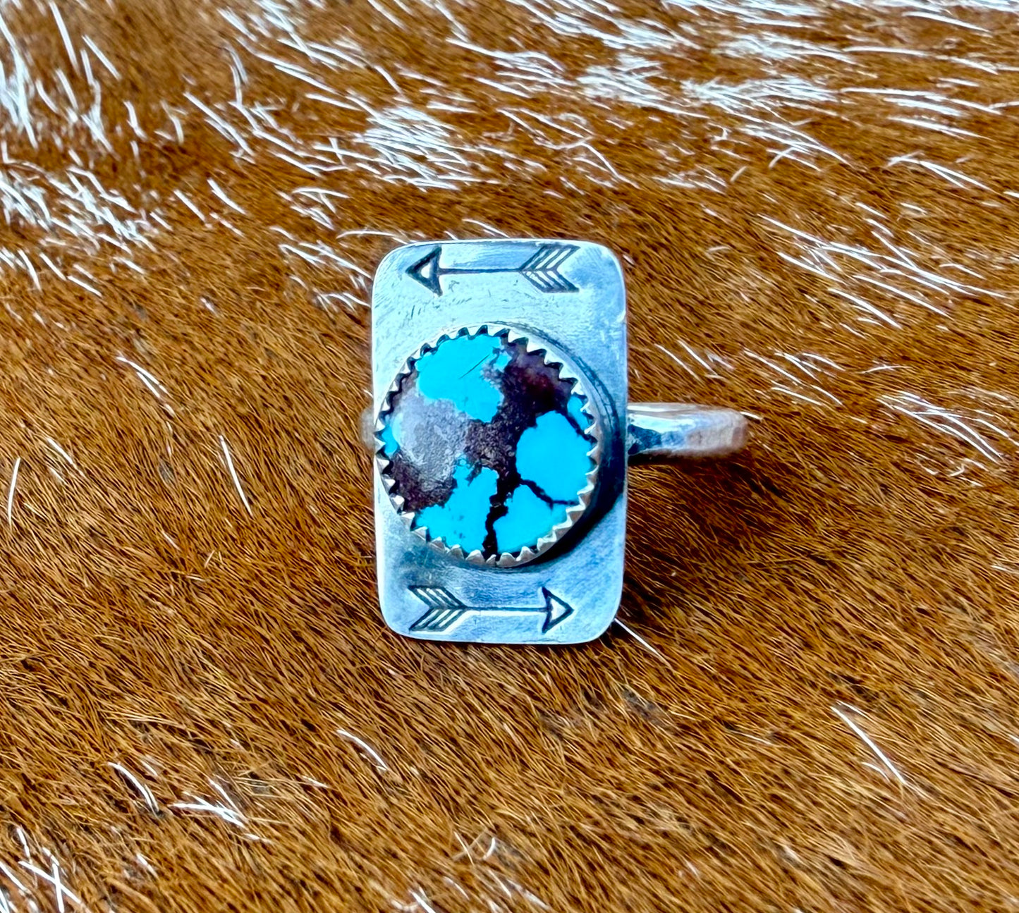 Egyptian Turquoise Arrow Stamped Ring