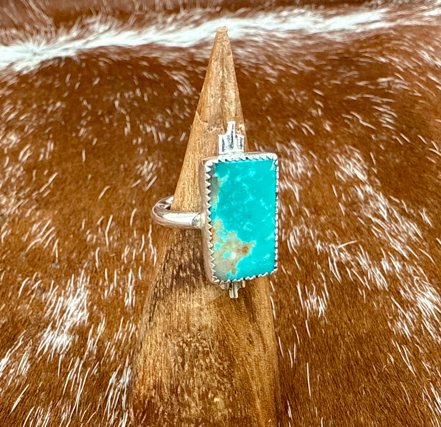 Royston Turquoise bar ring with silver flare