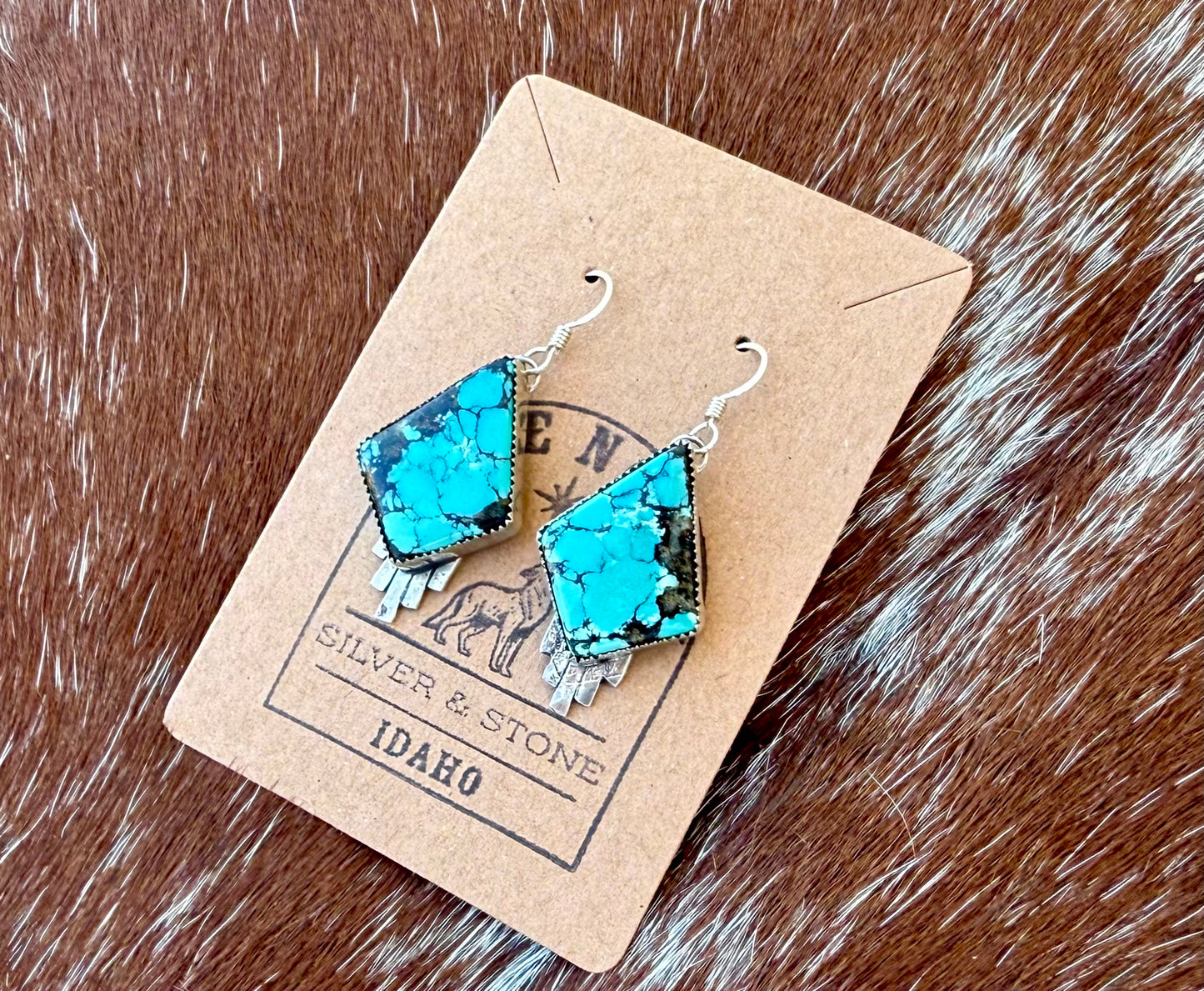 Blue Moon Turquoise diamond drop earrings