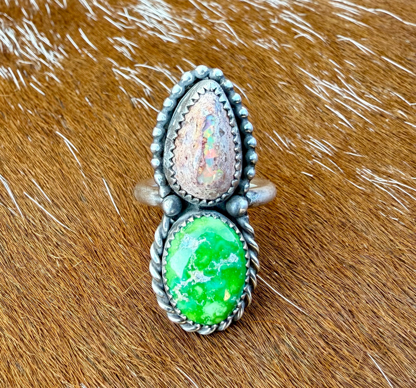 Sonoran Gold Turquoise & Mexican Fire Opal Double Stone Necklace