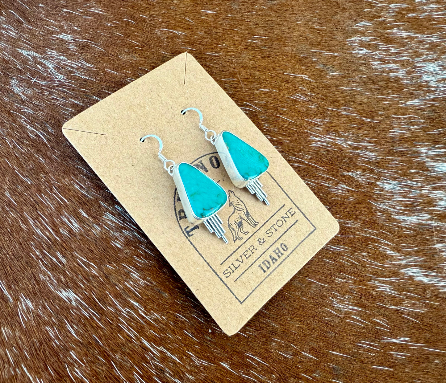 Royston Turquoise Dangle Earrings with Silver Flare