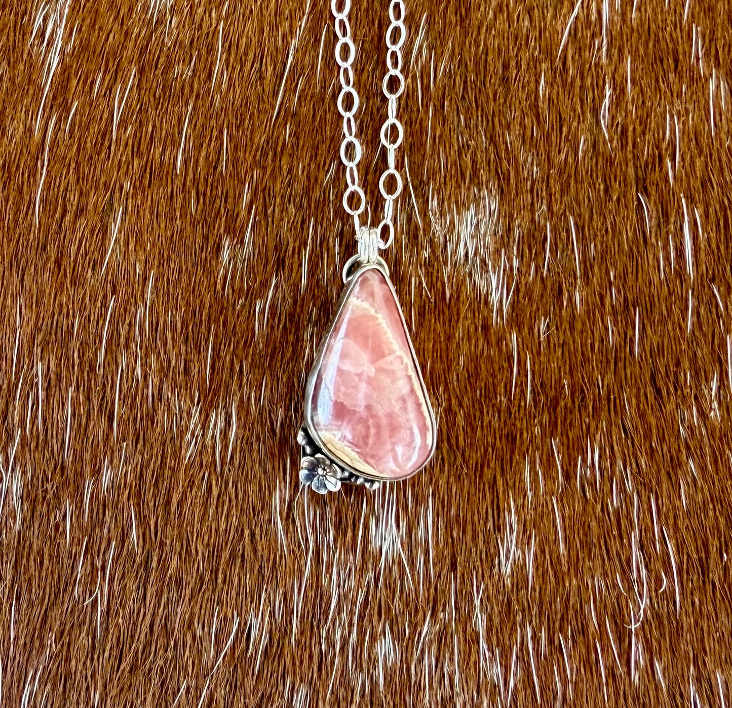 Rhodochrosite Flower Necklace