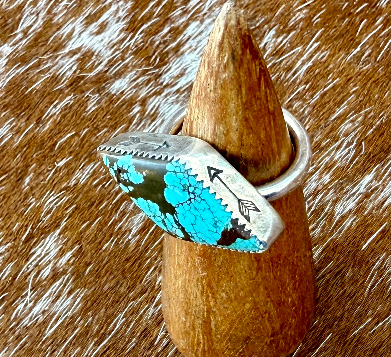 Turquoise #8 Stamped Arrow Ring