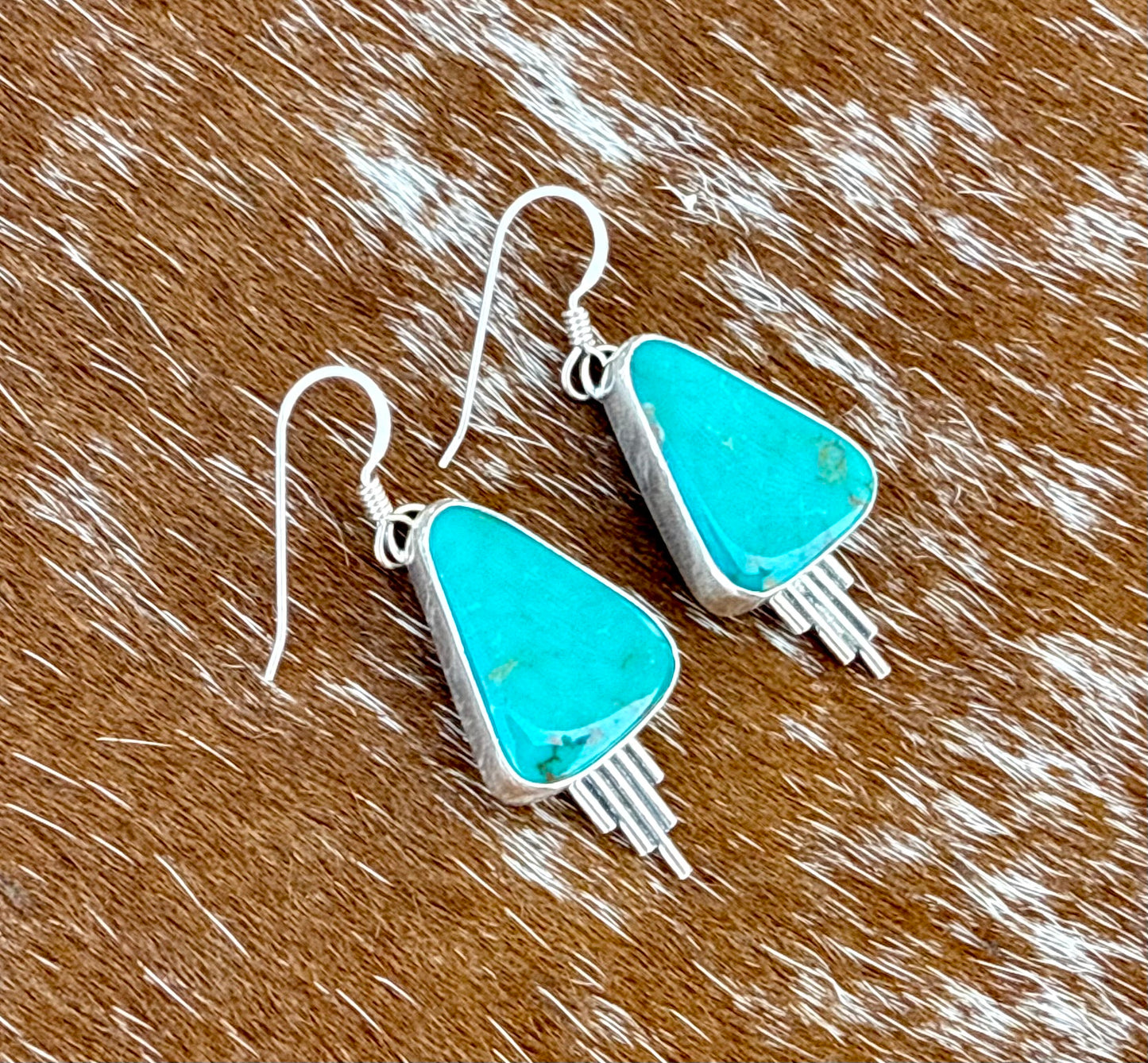 Royston Turquoise Dangle Earrings with Silver Flare