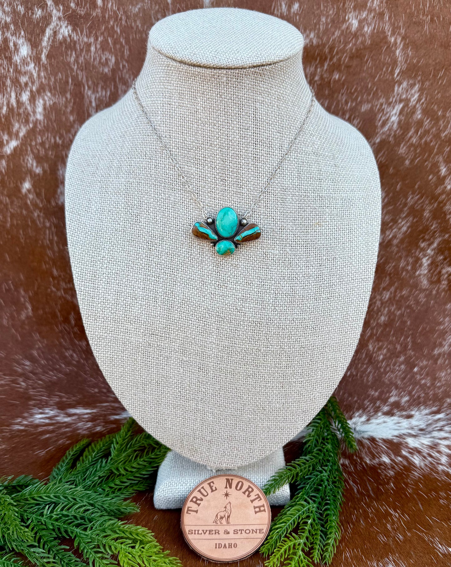 Carico Lake Turquoise, Sonoran Gold Turquoise, Royston Ribbon Turquoise Four Stone Necklace