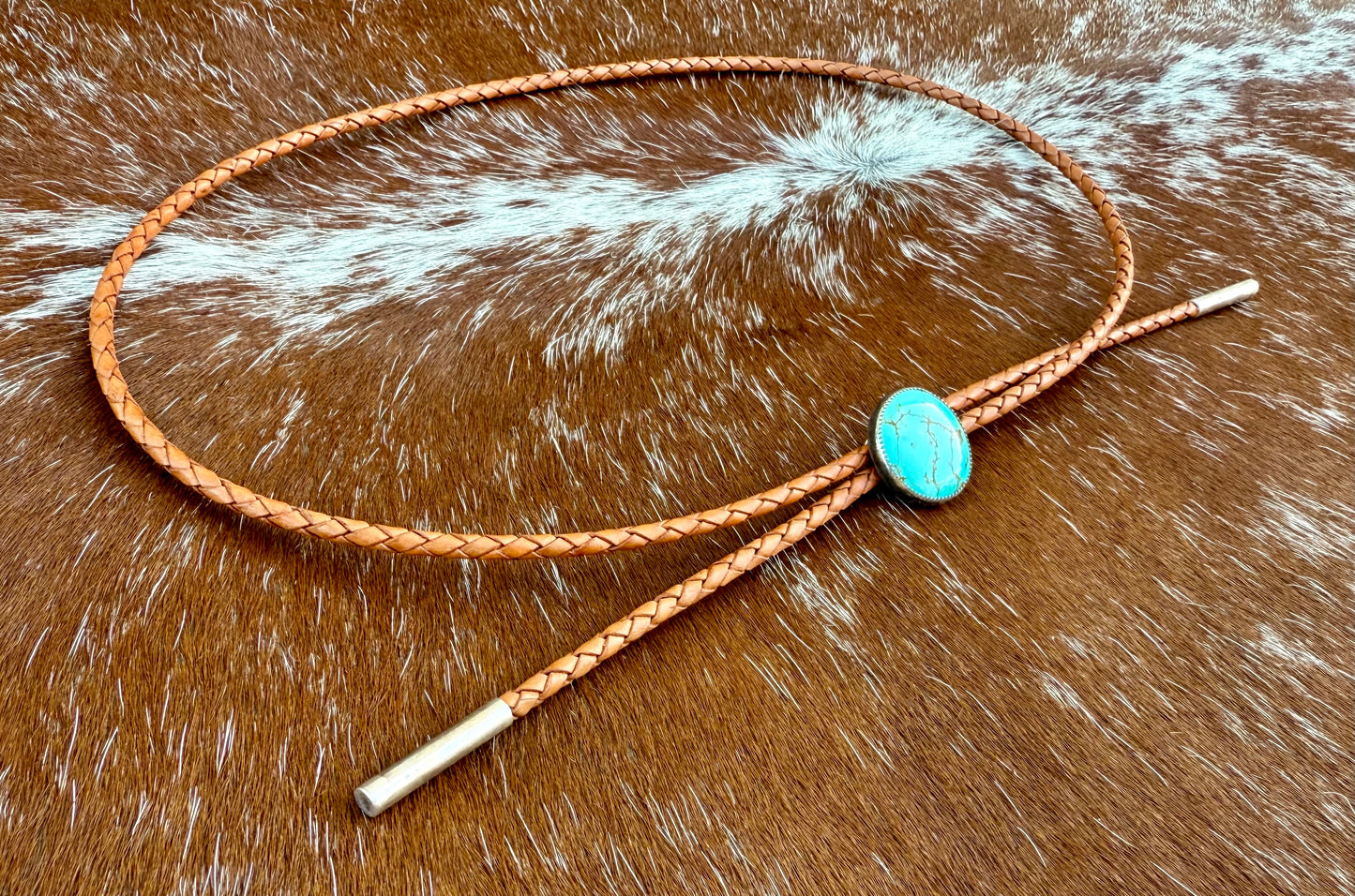 Kingman Golden Web Turquoise Hat Band with Golden Leather Cord