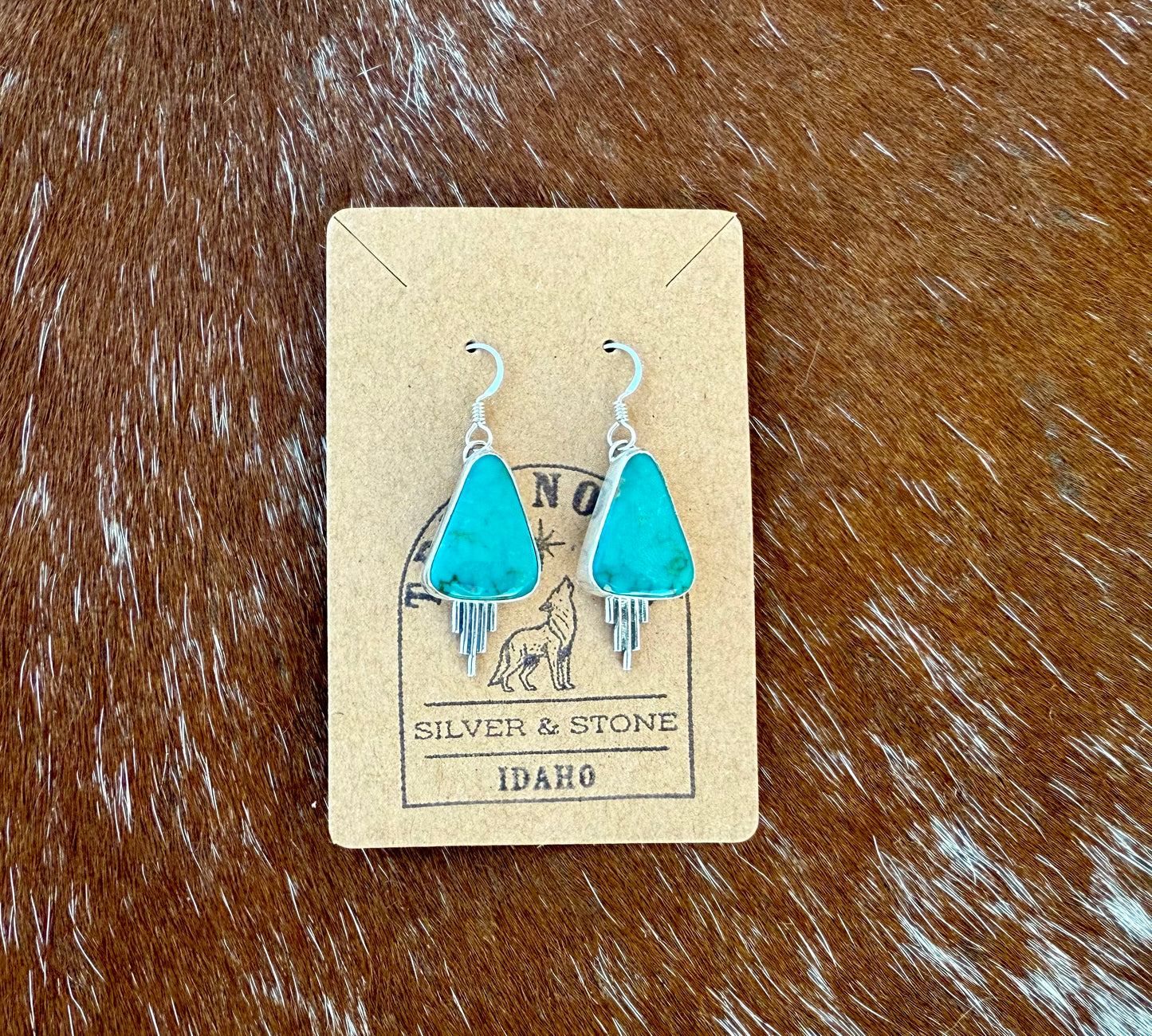 Royston Turquoise Dangle Earrings with Silver Flare