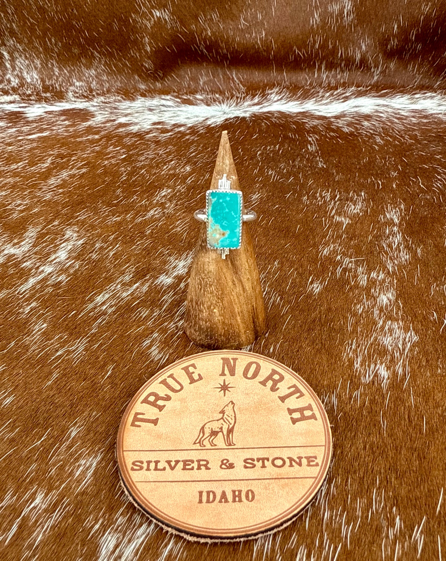 Royston Turquoise bar ring with silver flare