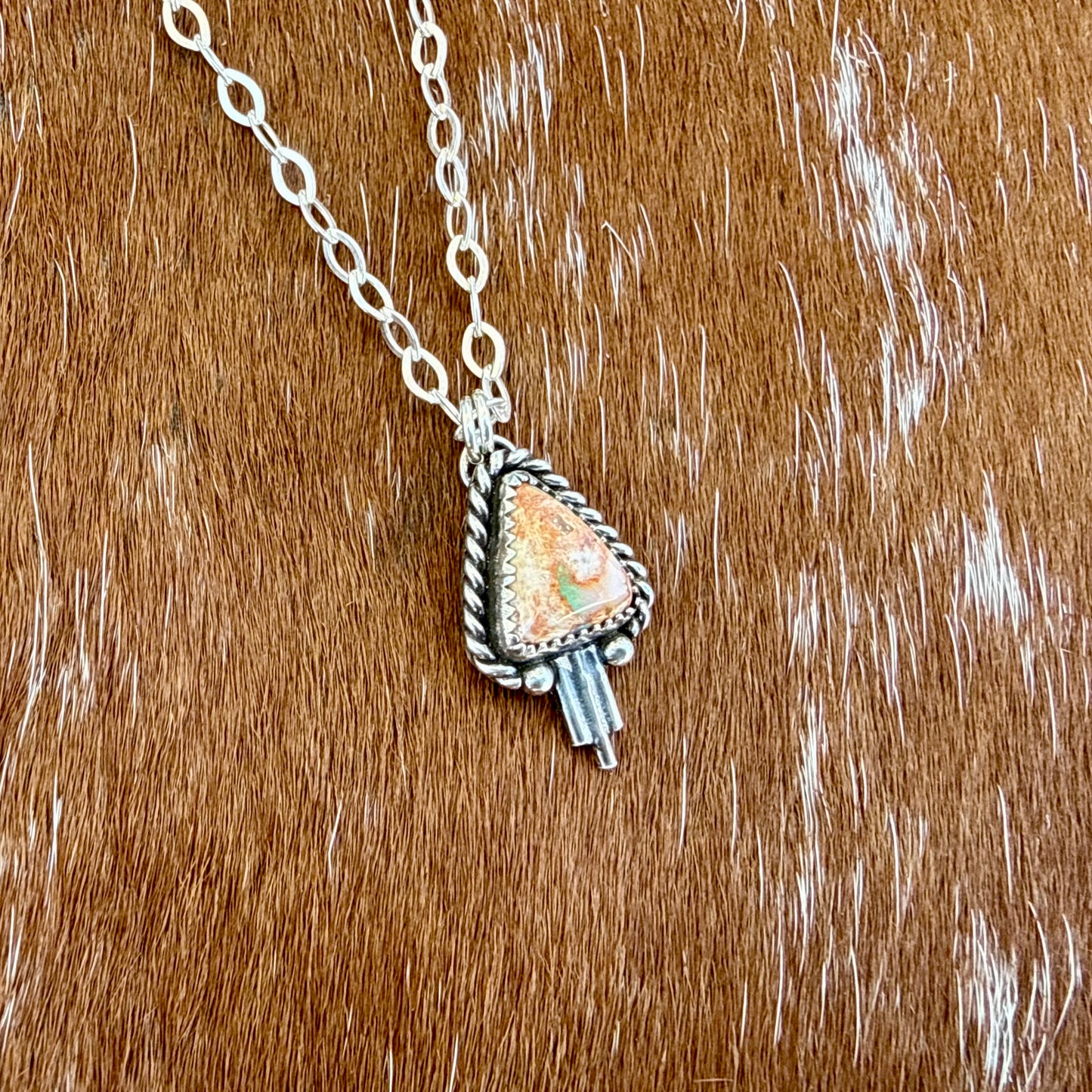 Mexican Fire Opal necklace with silver flare